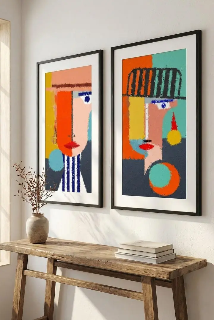 Abstract Girl Faces, Wall Art, Decor Wall Art, Decor Wall Art G