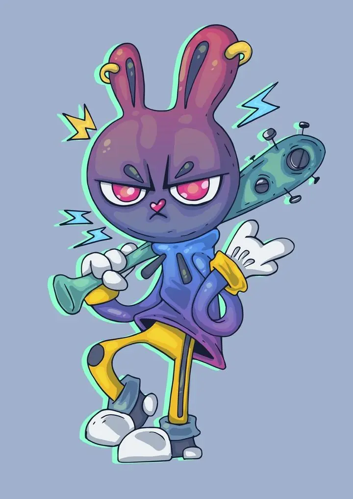 Angry Bunny Holds Guitar