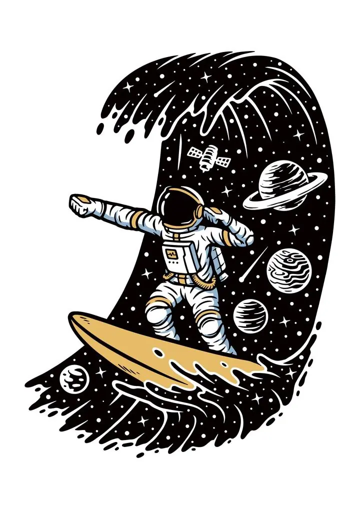 Astronaut Riding Spacewave