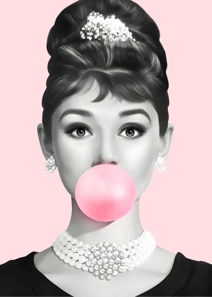 Audrey Hepburn Blowing Bubble