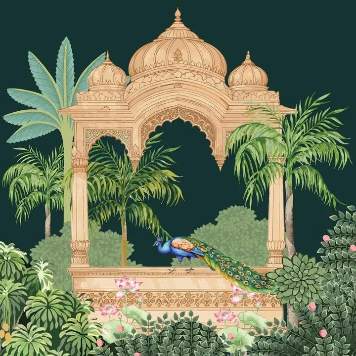 Beige Archway With Peacock