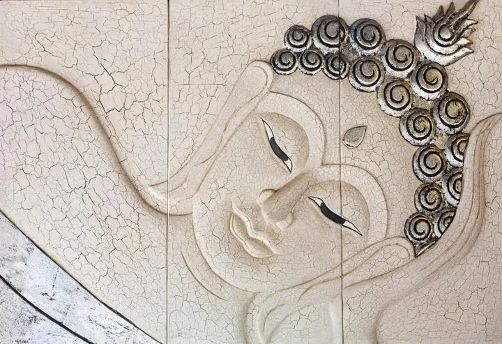 Beige Buddha Face Sculpture