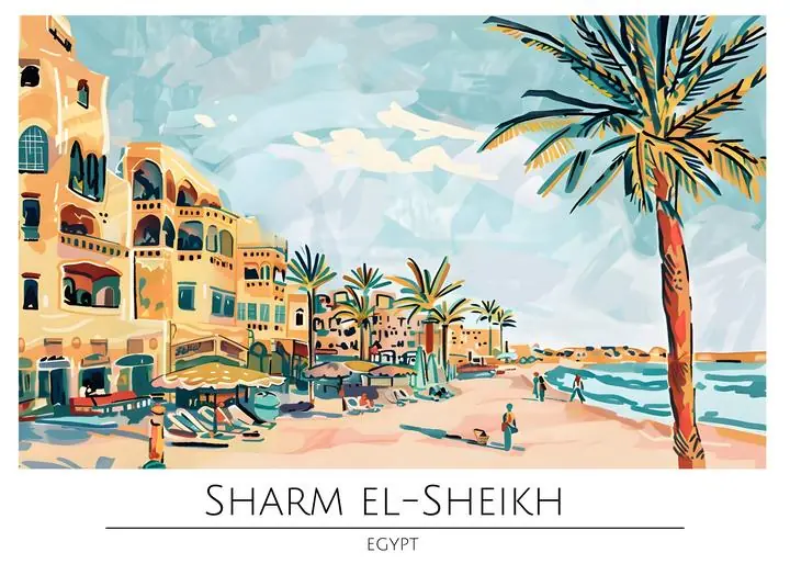 Beige Buildings Palm Tree Beach