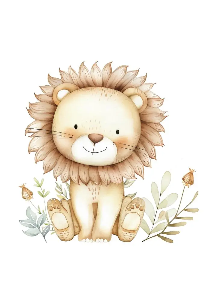 Beige Cartoon Lion