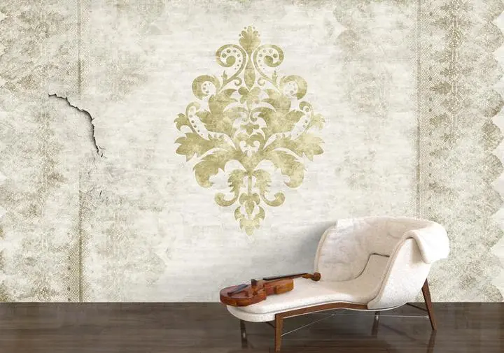 Beige Damask Pattern Wallpaper, Wallpaper, Unique