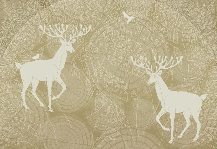 Beige Deer Silhouette Graphic Design, Wallpaper, Old 3D
