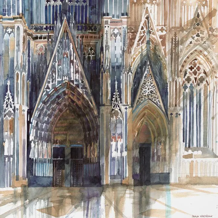 Beige Gothic Cathedral Interior