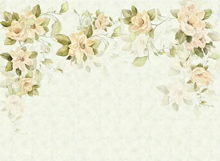 Beige Roses Green Leaves, Wallpaper, Old 3D