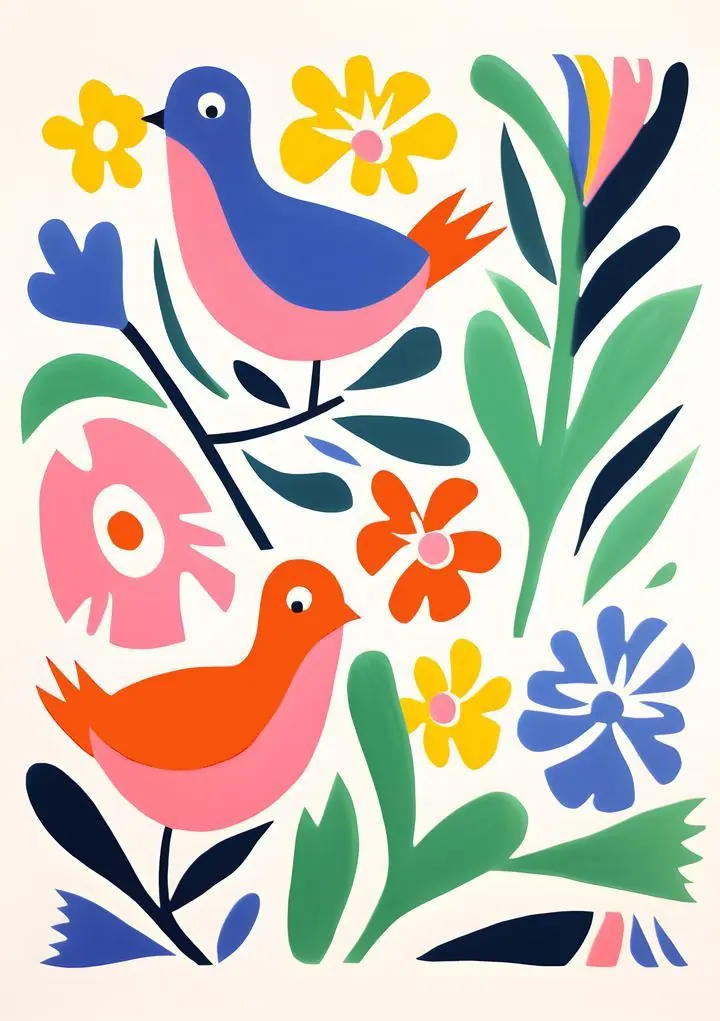 Birds Among Flowers