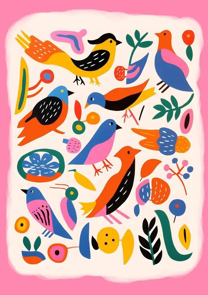 Birds and Blooms Colorful Garden