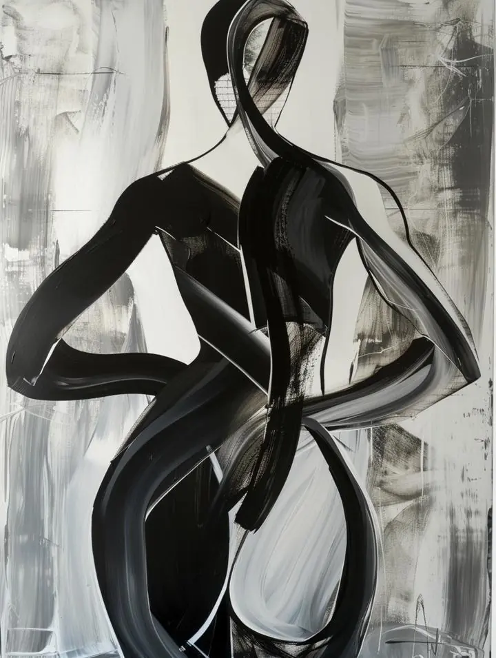 Black Abstract Female Figure, Wall Art, Modern, Modern Monochrome