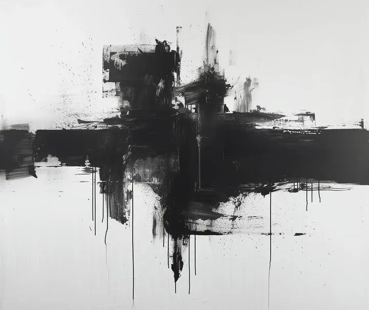 Black Abstract Painting 4, Wall Art, Modern, Modern Monochrome