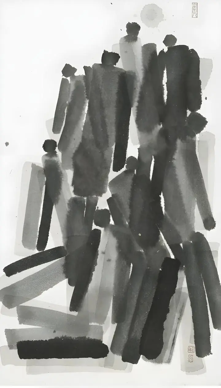 Black Abstract Painting, Wall Art, Modern, Modern Monochrome