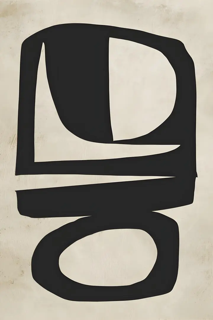 Black Abstract Shape, Wall Art, Modern, Modern Monochrome