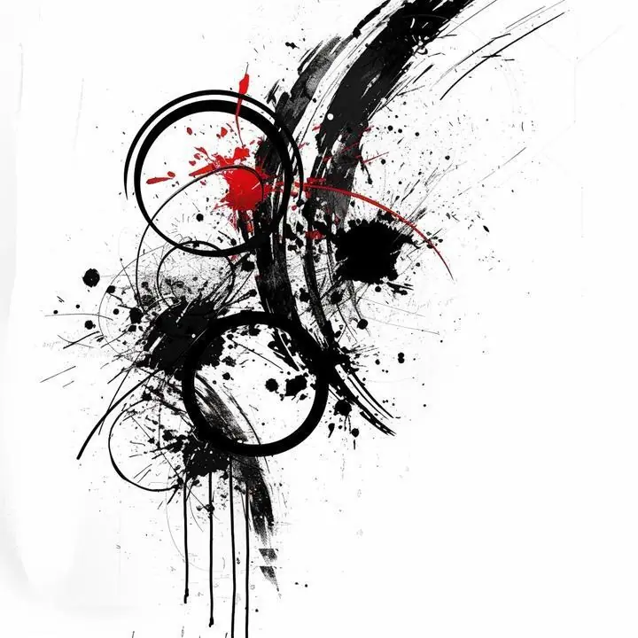 Black And Red Abstract Art 2, Wall Art, Modern, Modern Monochrome