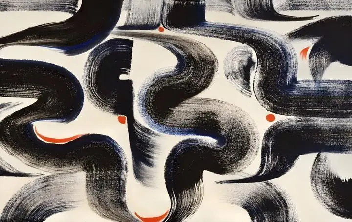 Black And Red Abstract Art, Wall Art, Modern, Modern Monochrome
