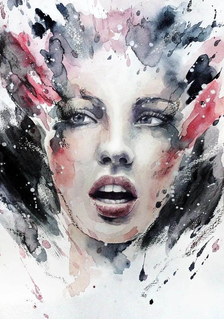 Black And Red Face Portrait