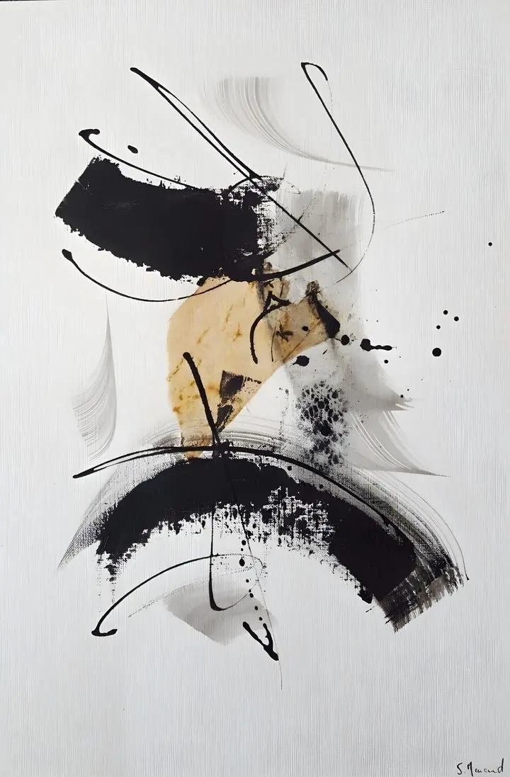 Black And Tan Abstract Art, Wall Art, Modern, Modern Monochrome