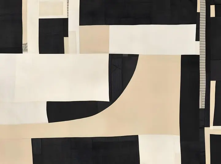 Black And White Fabric Pieces, Wall Art, Modern, Modern Monochrome