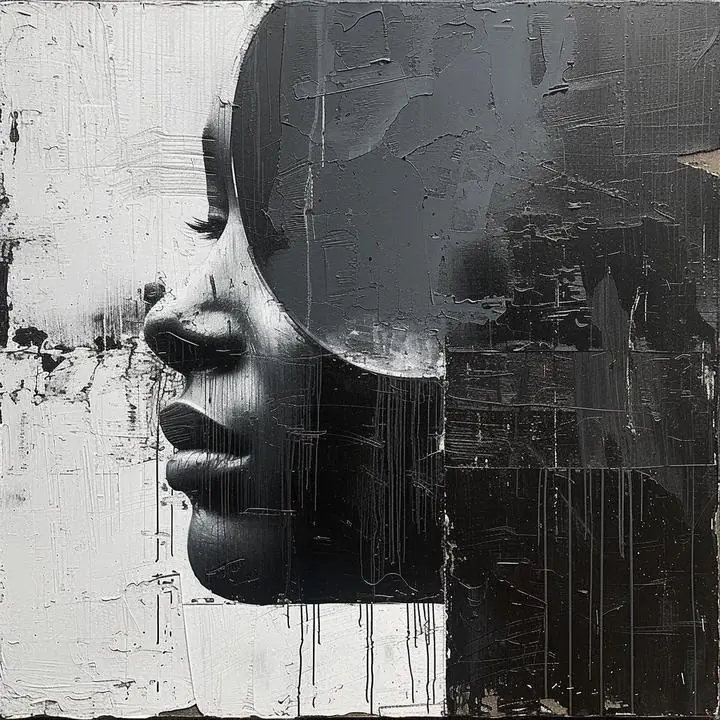 Black And White Face 2, Wall Art, Modern, Modern Monochrome