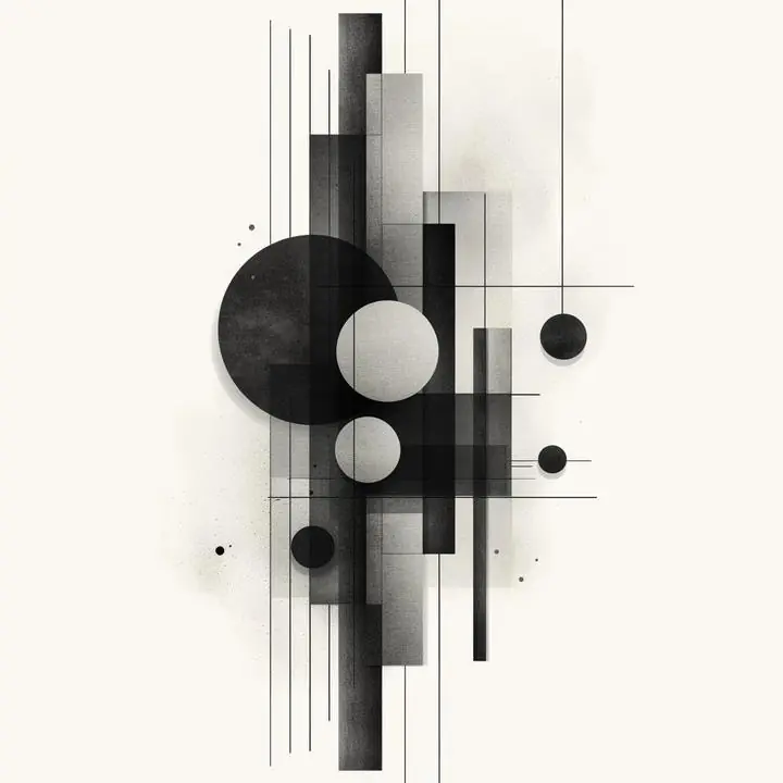 Black And White Geometric Composition, Wall Art, Modern, Modern Monochrome