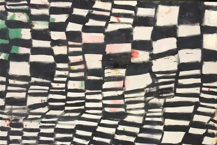 Black And White Grid Painting, Wall Art, Modern, Modern Monochrome