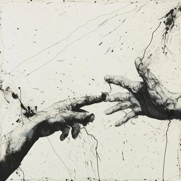 Black And White Hands 2, Wall Art, Modern, Modern Monochrome