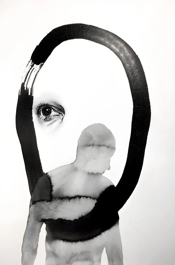 Black And White Human Figure, Wall Art, Modern, Modern Monochrome