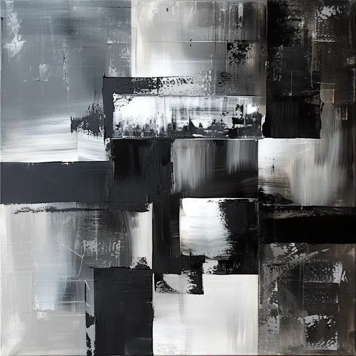 Black And White Painting, Wall Art, Modern, Modern Monochrome