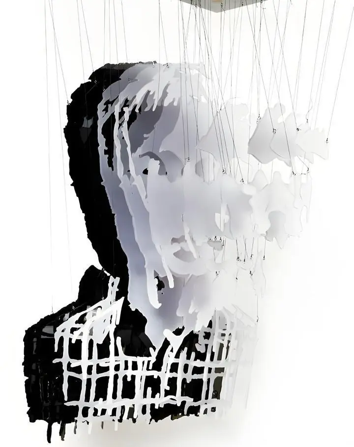 Black And White Sculpture Head, Wall Art, Modern, Modern Monochrome