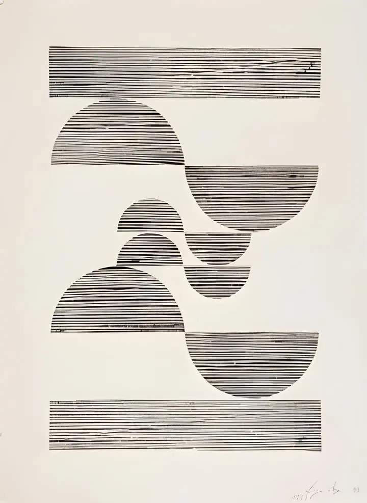 Black And White Semicircles, Wall Art, Modern, Modern Monochrome