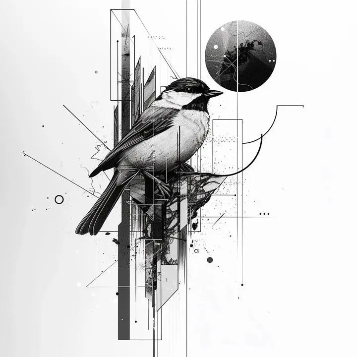 Black Bird Sparrow, Wall Art, Modern, Modern Monochrome