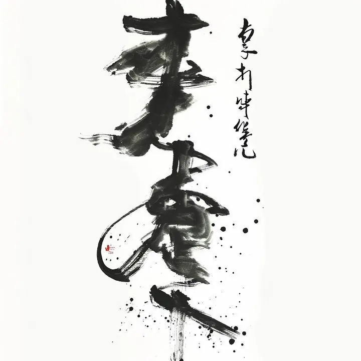 Black Calligraphy Character, Wall Art, Modern, Modern Monochrome