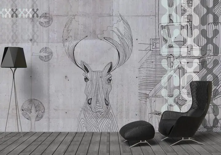 Black Deer Head Drawing