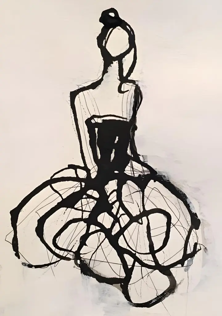 Black Dress Silhouette, Wall Art, Modern, Modern Monochrome