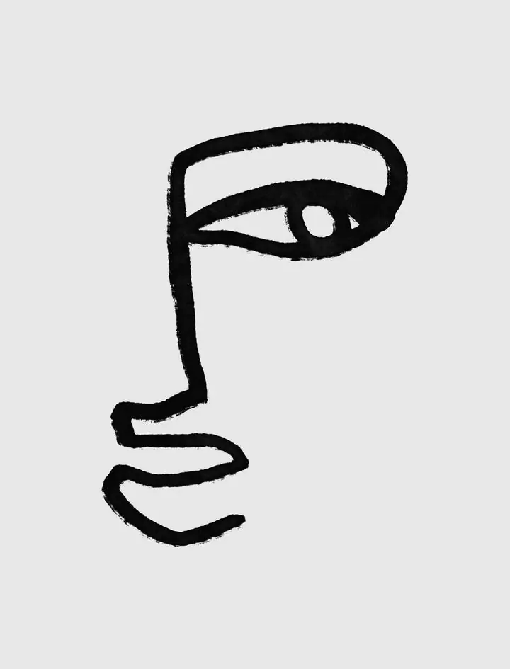 Black Face Outline, Wall Art, Modern, Modern Monochrome