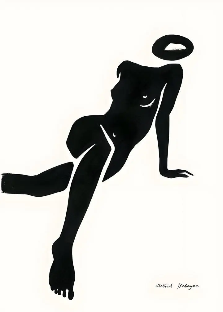 Black Female Nude Figure, Wall Art, Modern, Modern Monochrome