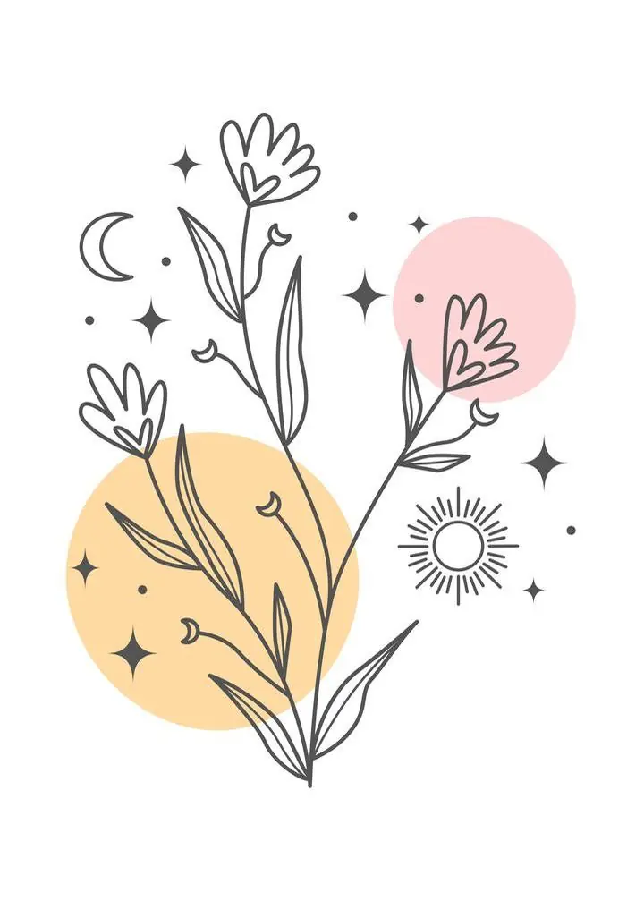 Black Floral Line Art