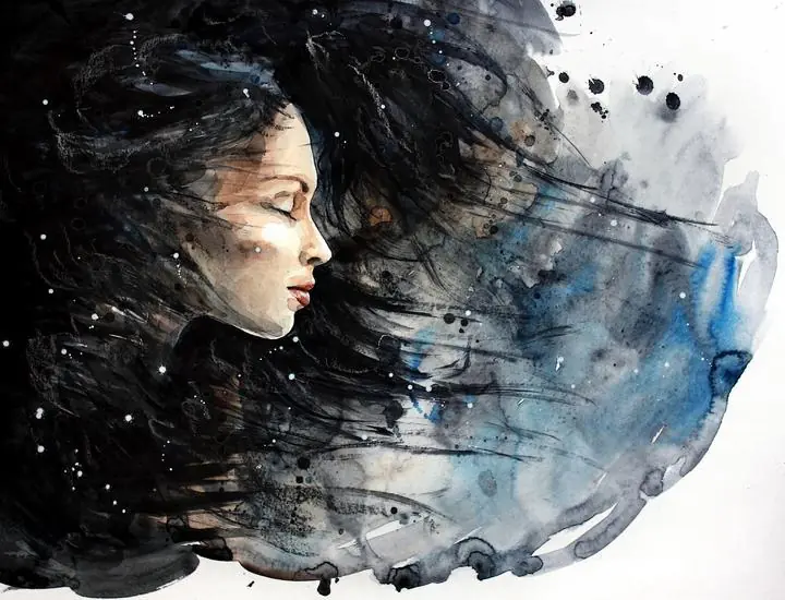 Black Hair Woman Face