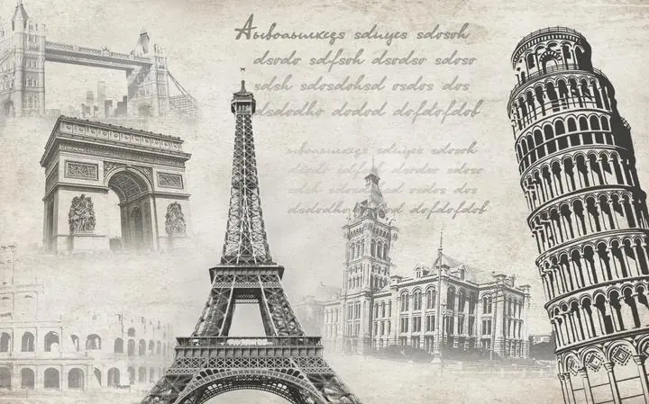 Black Leaning Tower Pisa Gray Eiffel, Wallpaper, World Landscape