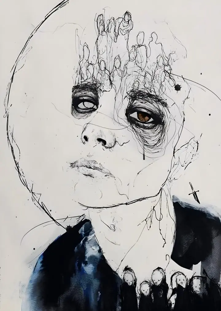 Black Man Face 4, Wall Art, Modern, Modern Monochrome