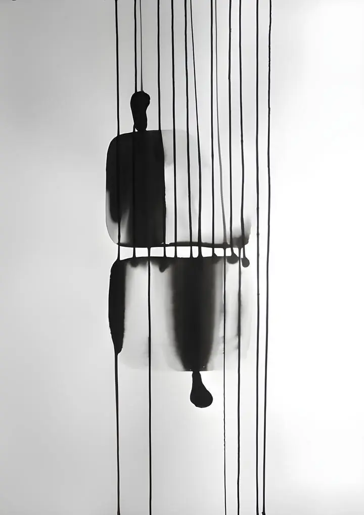 Black Puppet Silhouette, Wall Art, Modern, Modern Monochrome