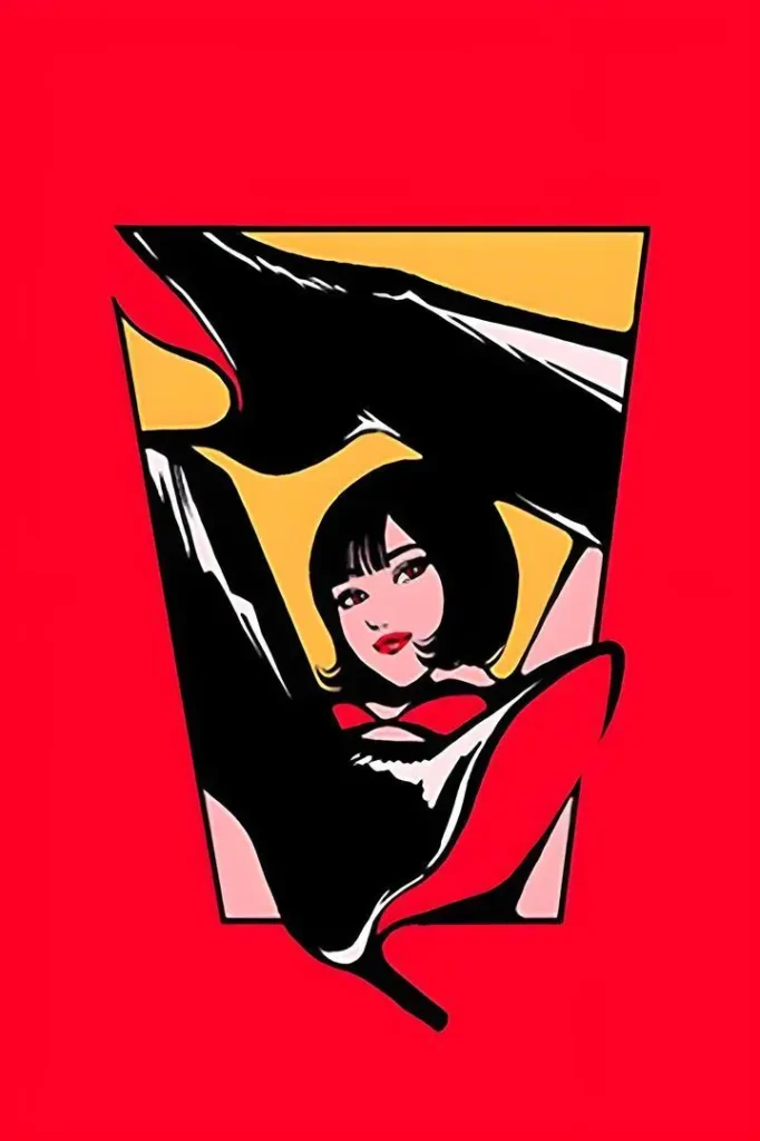 Black Red Woman Portrait