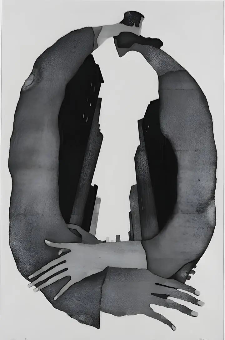 Black Sculpture Figure, Wall Art, Modern, Modern Monochrome