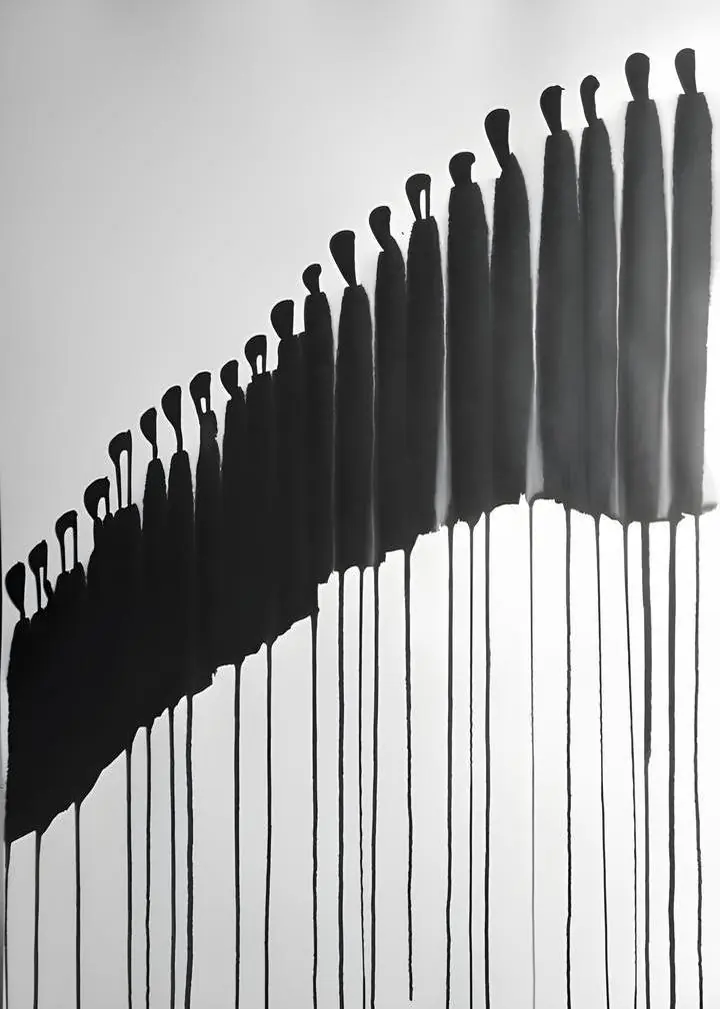 Black Silhouette Figures, Wall Art, Modern, Modern Monochrome