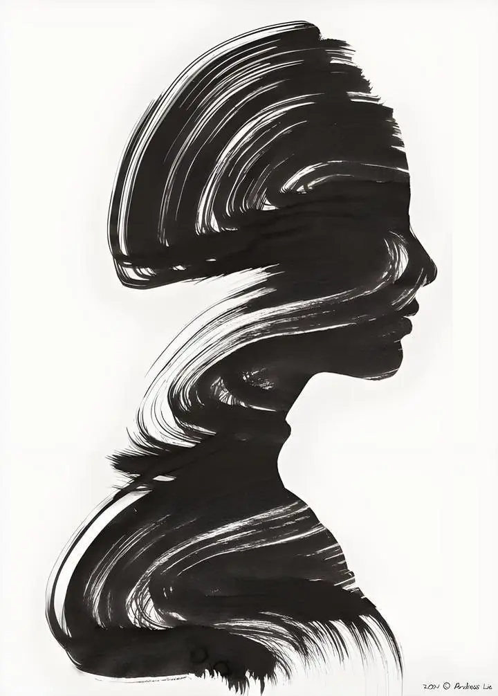 Black Silhouette Woman, Wall Art, Modern, Modern Monochrome