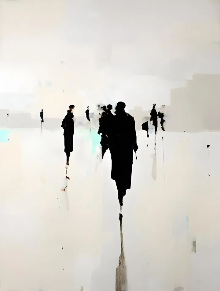 Black Silhouetted People Walking, Wall Art, Modern, Modern Monochrome