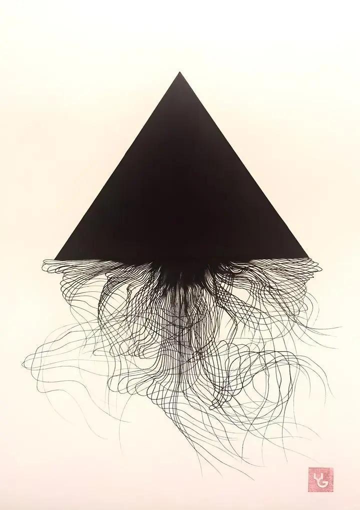 Black Triangle Jellyfish, Wall Art, Modern, Modern Monochrome
