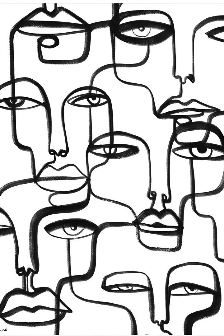 Black Wire Sculpture Faces, Wall Art, Modern, Modern Monochrome