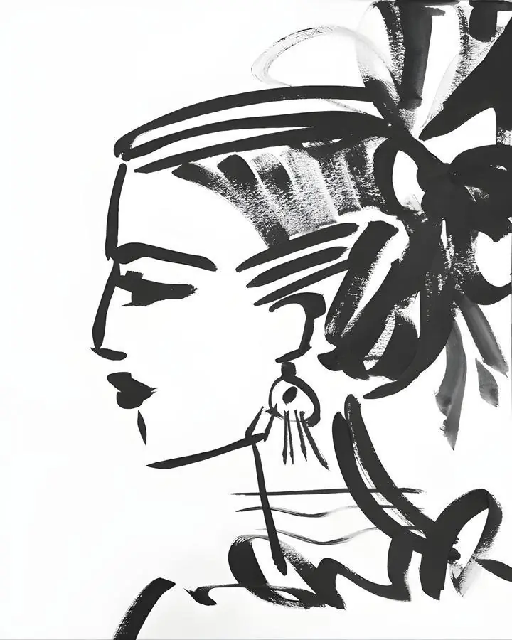 Black Woman Portrait 3, Wall Art, Modern, Modern Monochrome